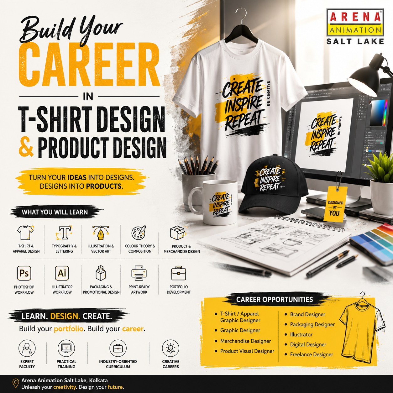 Build your career in T shirt design & product design at Arena Animation Salt Lake